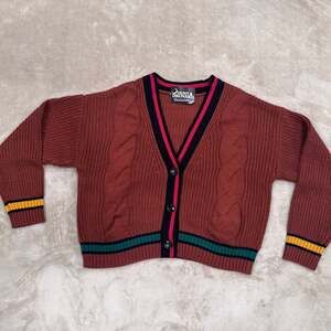 Zenana Contrast Trim Cable Knit Cardigan Sweater SIZE XL